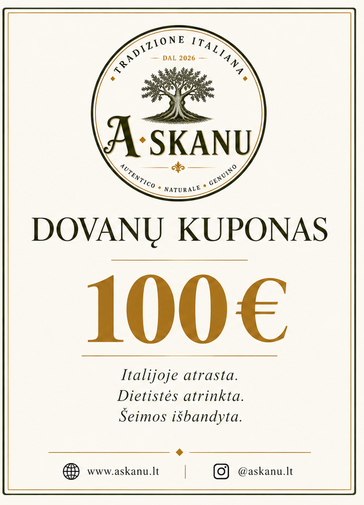 A SKANU 100 € dovanų kuponas