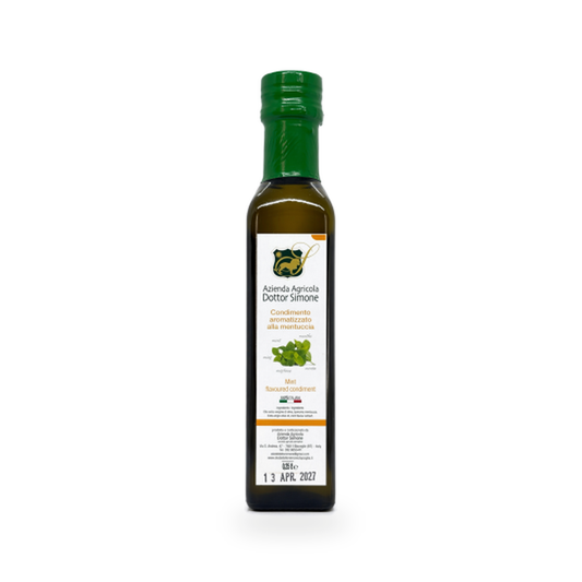 Dottor Simone mėtomis aromatizuotas alyvuogių aliejus 250 ml, žalias kamštelis