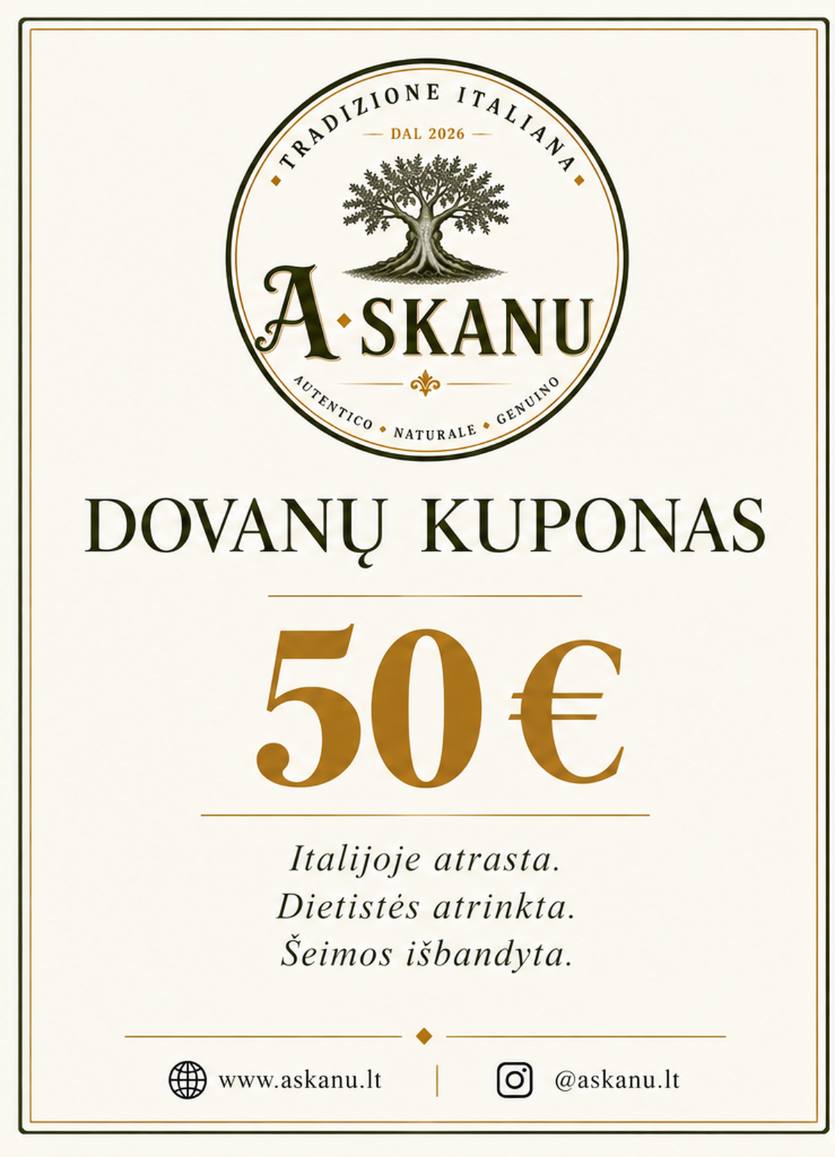 A SKANU dovanų kuponas – 50 €